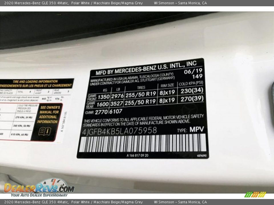 2020 Mercedes-Benz GLE 350 4Matic Polar White / Macchiato Beige/Magma Grey Photo #11