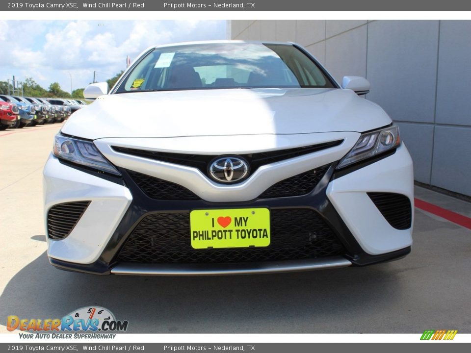 2019 Toyota Camry XSE Wind Chill Pearl / Red Photo #3