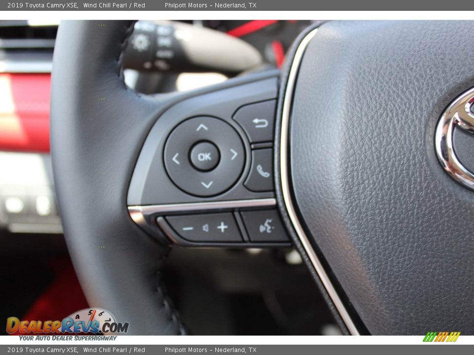 2019 Toyota Camry XSE Wind Chill Pearl / Red Photo #12