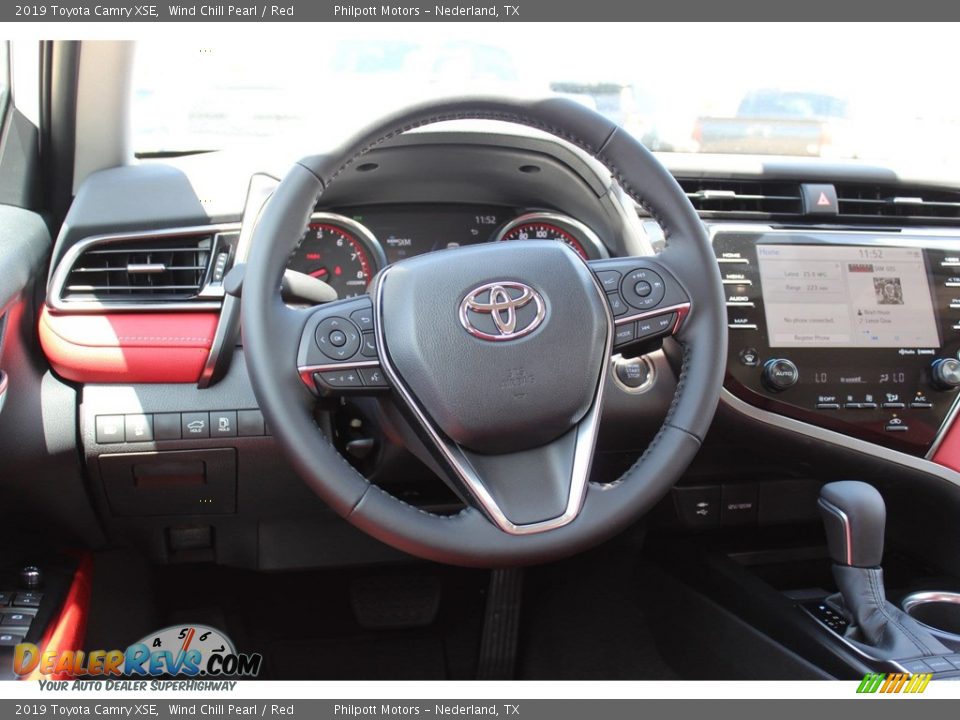 2019 Toyota Camry XSE Wind Chill Pearl / Red Photo #23