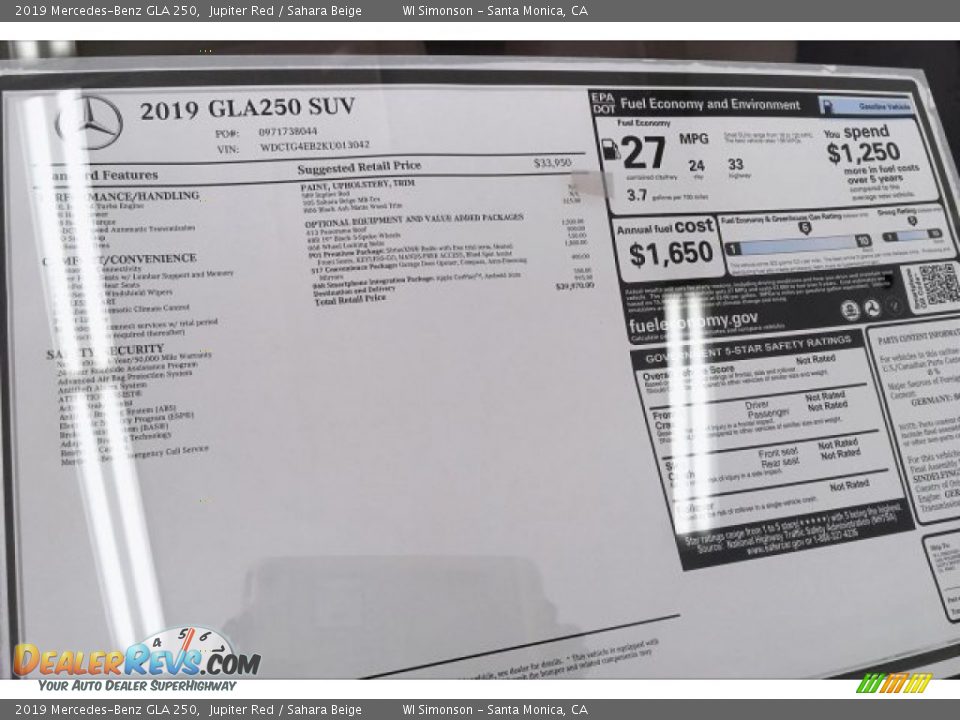2019 Mercedes-Benz GLA 250 Jupiter Red / Sahara Beige Photo #10