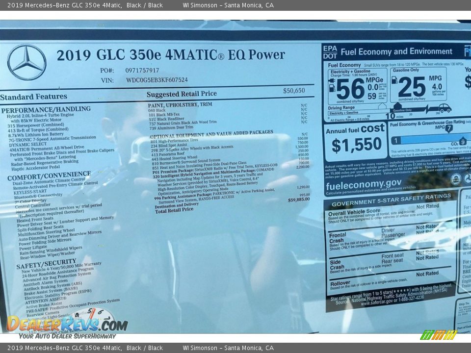 2019 Mercedes-Benz GLC 350e 4Matic Black / Black Photo #2