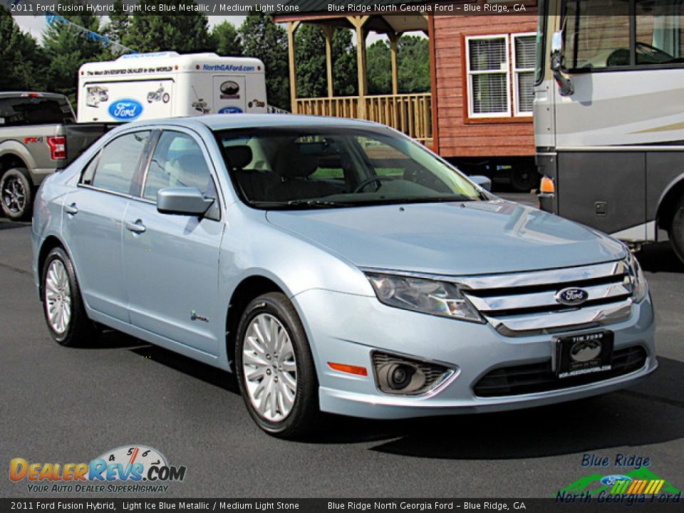 2011 Ford Fusion Hybrid Light Ice Blue Metallic / Medium Light Stone Photo #7