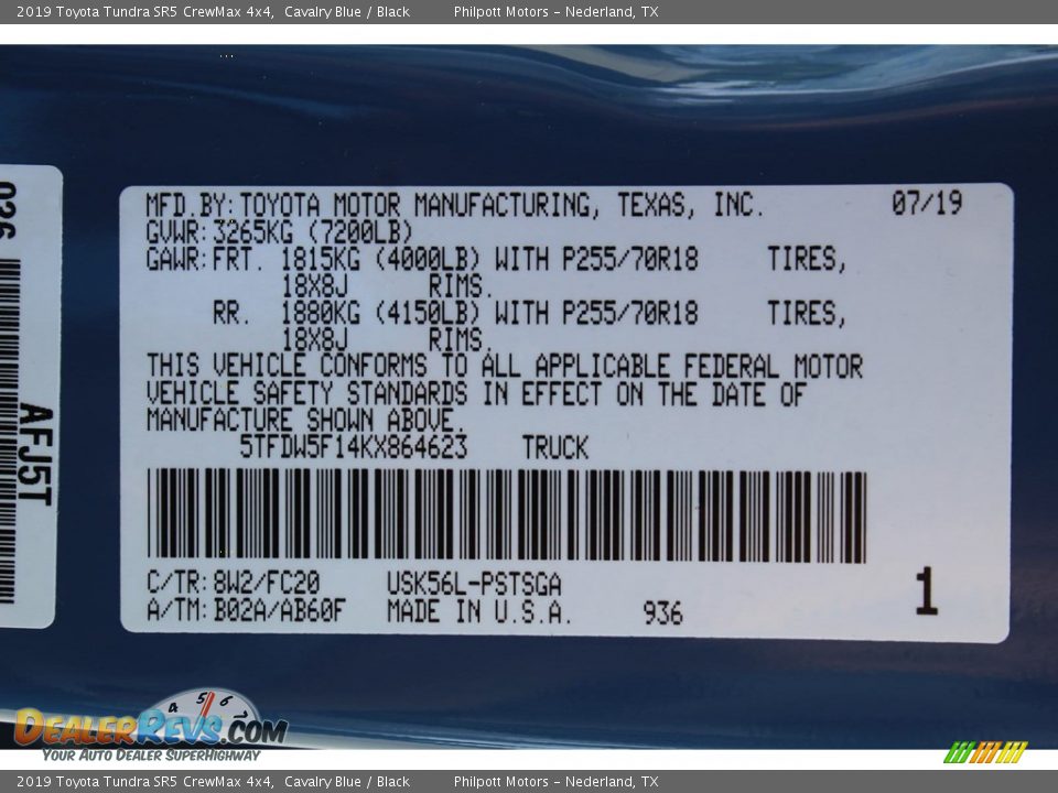 2019 Toyota Tundra SR5 CrewMax 4x4 Cavalry Blue / Black Photo #31