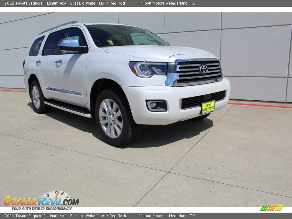 2019 Toyota Sequoia Platinum 4x4 Blizzard White Pearl / Red Rock Photo #2