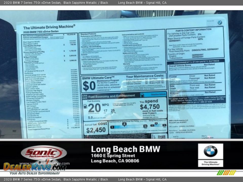 2020 BMW 7 Series 750i xDrive Sedan Black Sapphire Metallic / Black Photo #10
