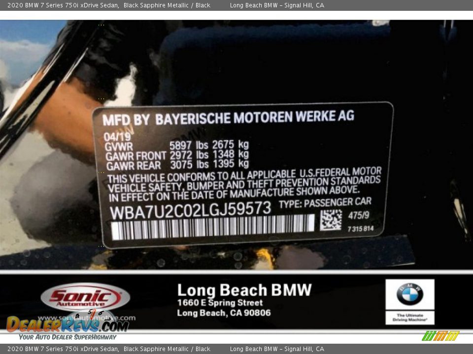 2020 BMW 7 Series 750i xDrive Sedan Black Sapphire Metallic / Black Photo #11