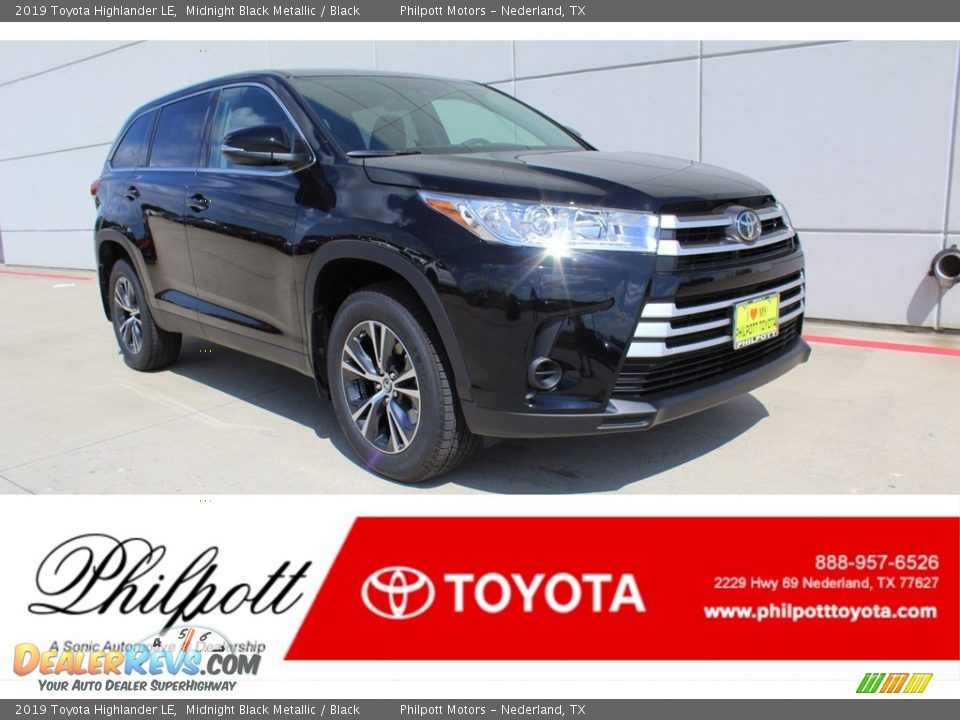 2019 Toyota Highlander LE Midnight Black Metallic / Black Photo #1