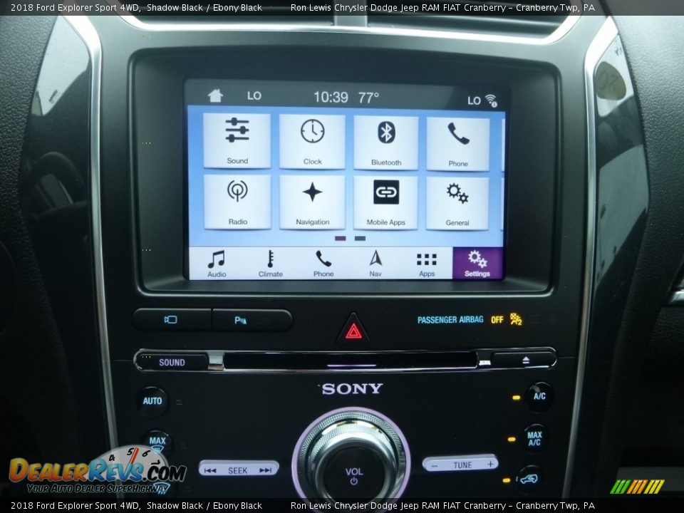 2018 Ford Explorer Sport 4WD Shadow Black / Ebony Black Photo #18