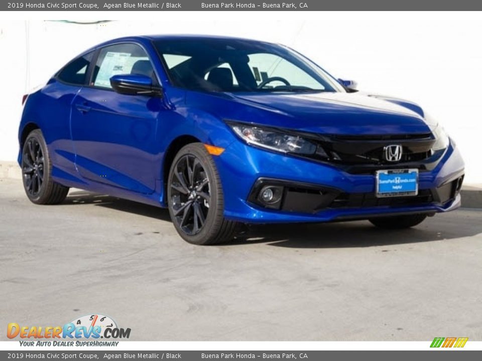 2019 Honda Civic Sport Coupe Agean Blue Metallic / Black Photo #1