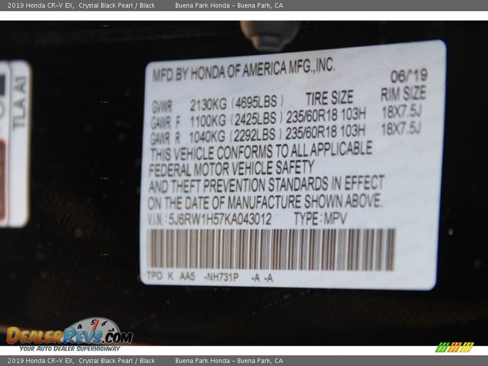 2019 Honda CR-V EX Crystal Black Pearl / Black Photo #28