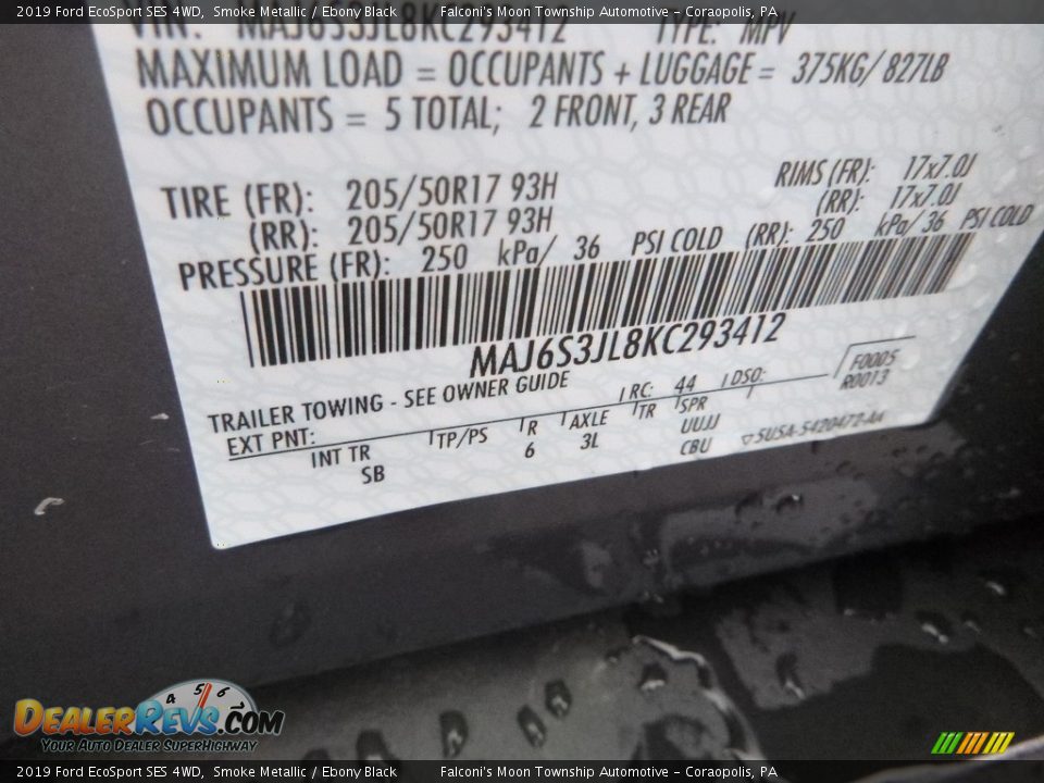 2019 Ford EcoSport SES 4WD Smoke Metallic / Ebony Black Photo #12