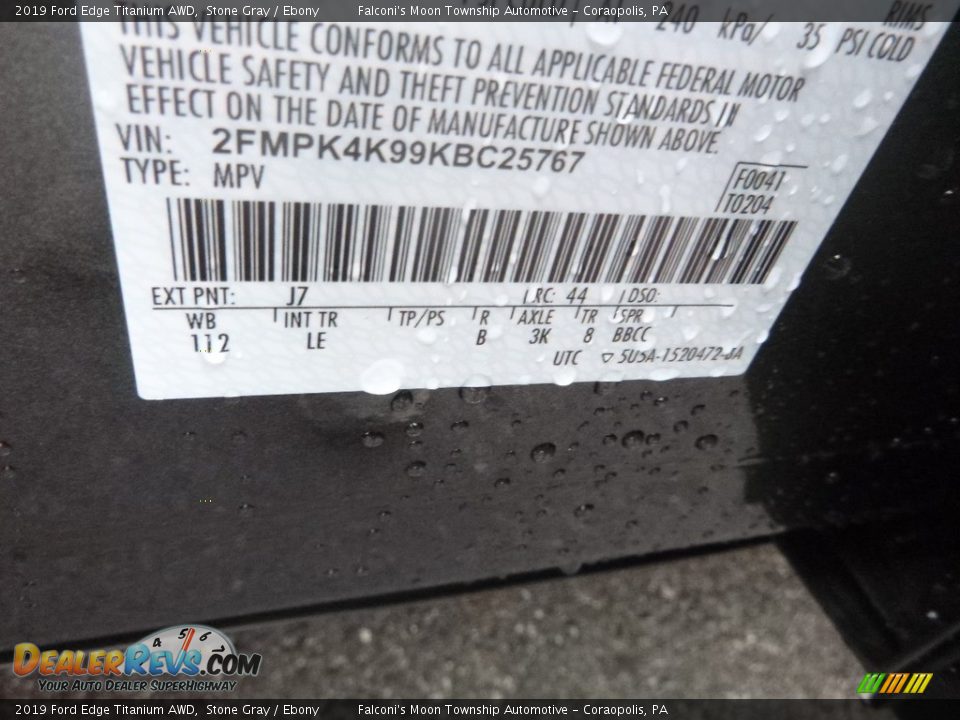 2019 Ford Edge Titanium AWD Stone Gray / Ebony Photo #12