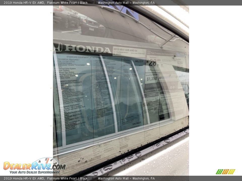 2019 Honda HR-V EX AWD Platinum White Pearl / Black Photo #15