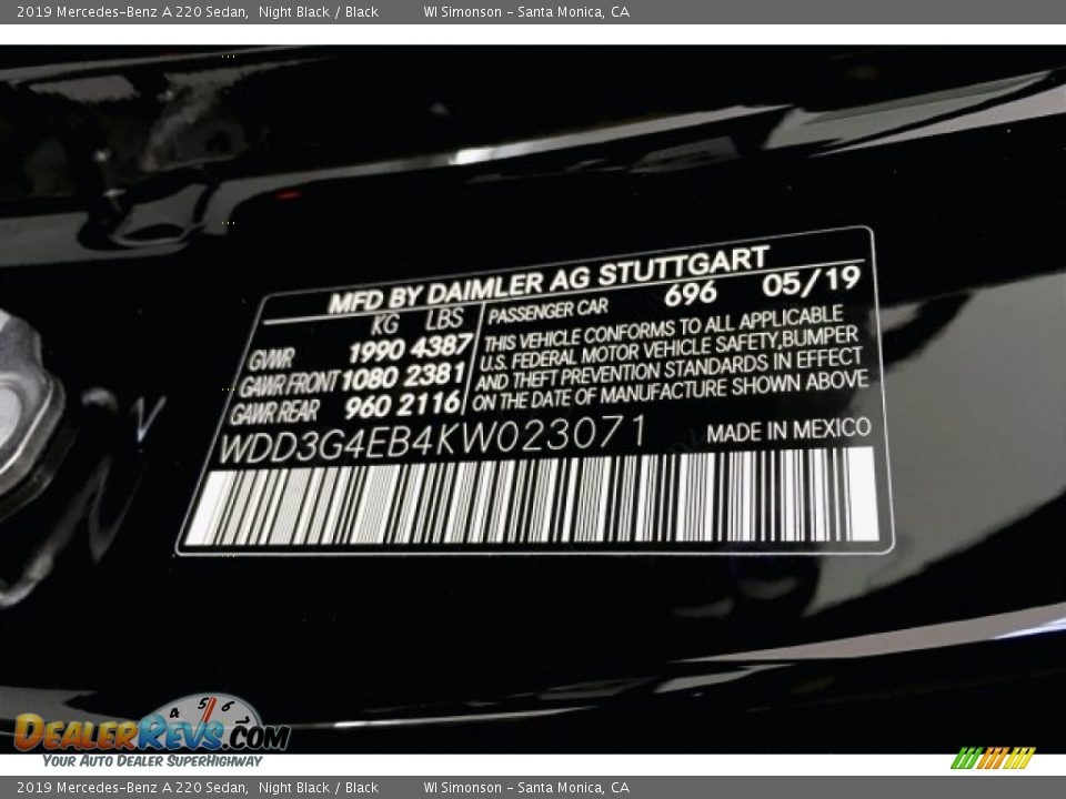 2019 Mercedes-Benz A 220 Sedan Night Black / Black Photo #11