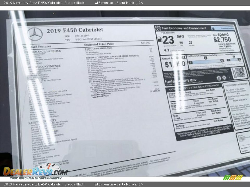 2019 Mercedes-Benz E 450 Cabriolet Black / Black Photo #10