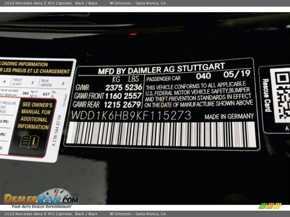 2019 Mercedes-Benz E 450 Cabriolet Black / Black Photo #11