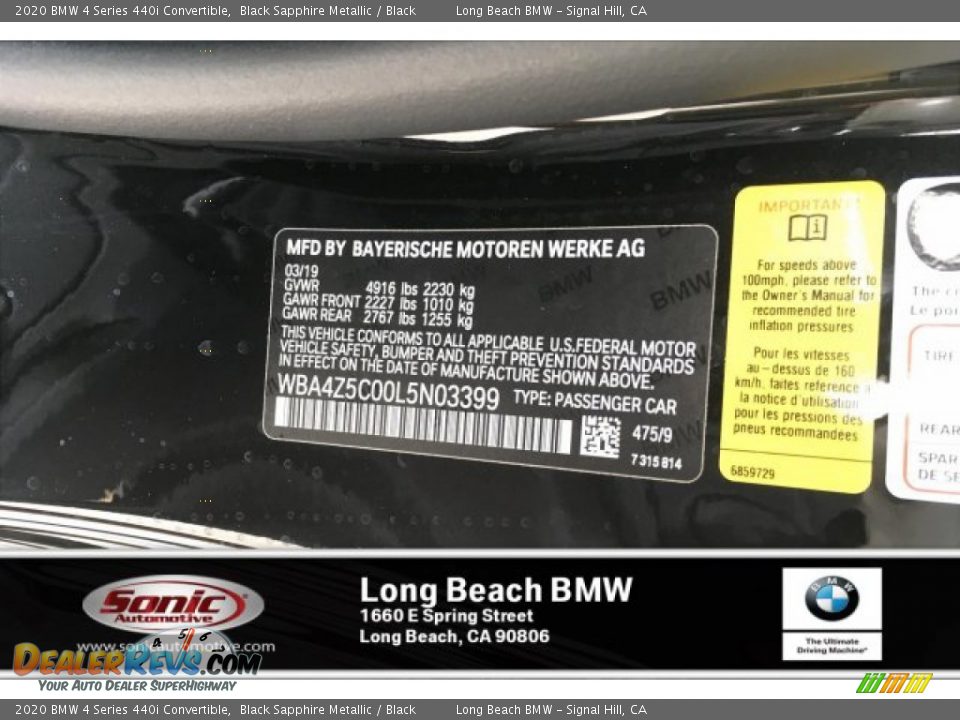 2020 BMW 4 Series 440i Convertible Black Sapphire Metallic / Black Photo #8