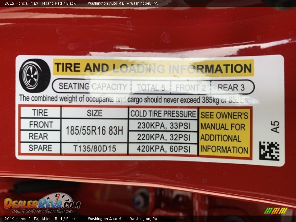 2019 Honda Fit EX Milano Red / Black Photo #8