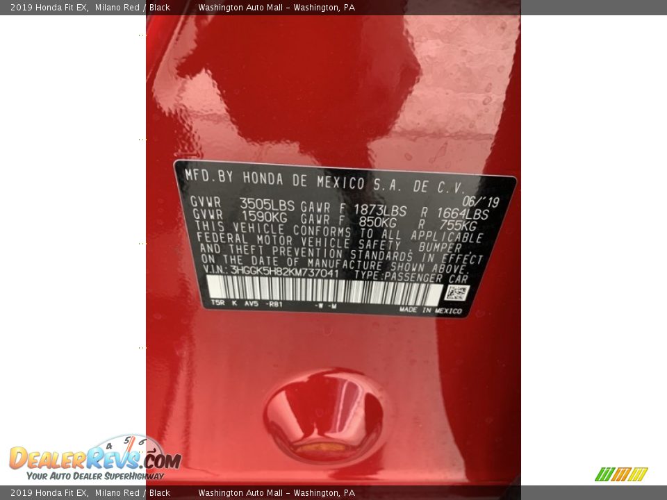 2019 Honda Fit EX Milano Red / Black Photo #9