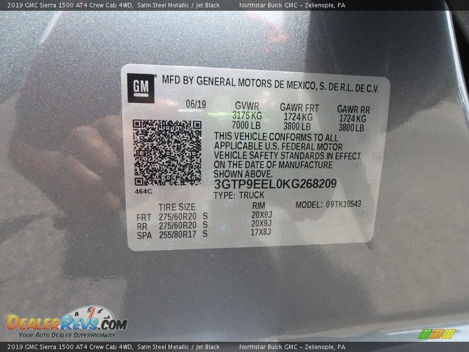 2019 GMC Sierra 1500 AT4 Crew Cab 4WD Satin Steel Metallic / Jet Black Photo #10