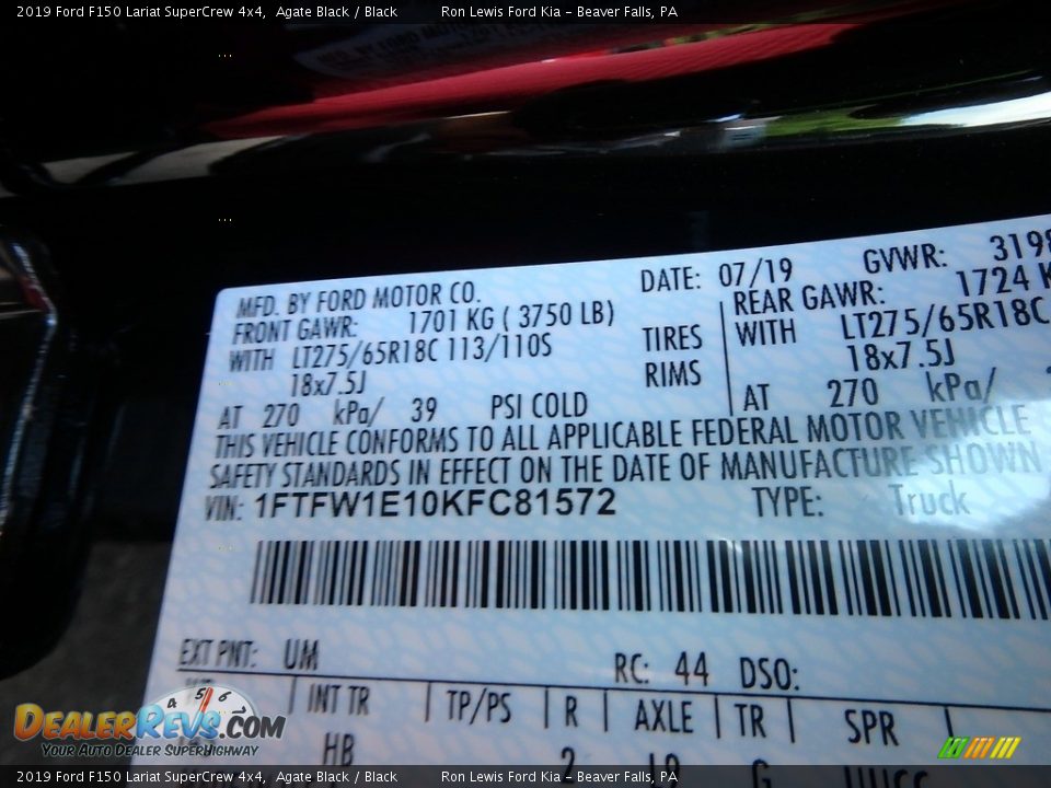 2019 Ford F150 Lariat SuperCrew 4x4 Agate Black / Black Photo #10