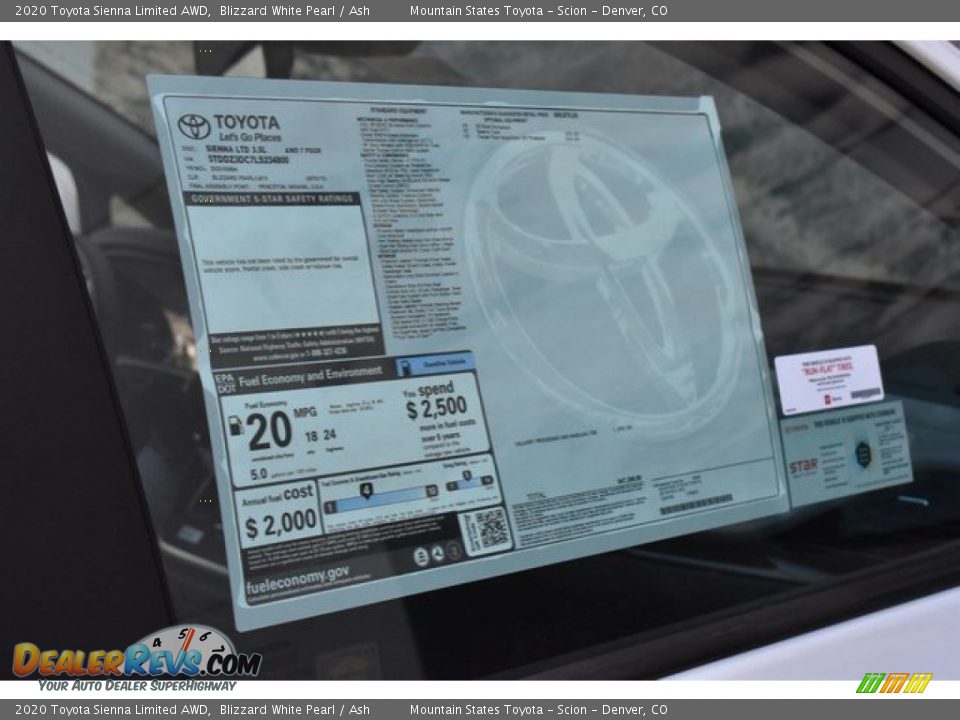 2020 Toyota Sienna Limited AWD Blizzard White Pearl / Ash Photo #13