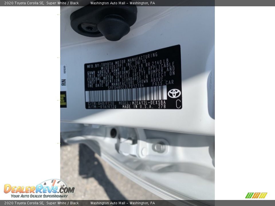 2020 Toyota Corolla SE Super White / Black Photo #15