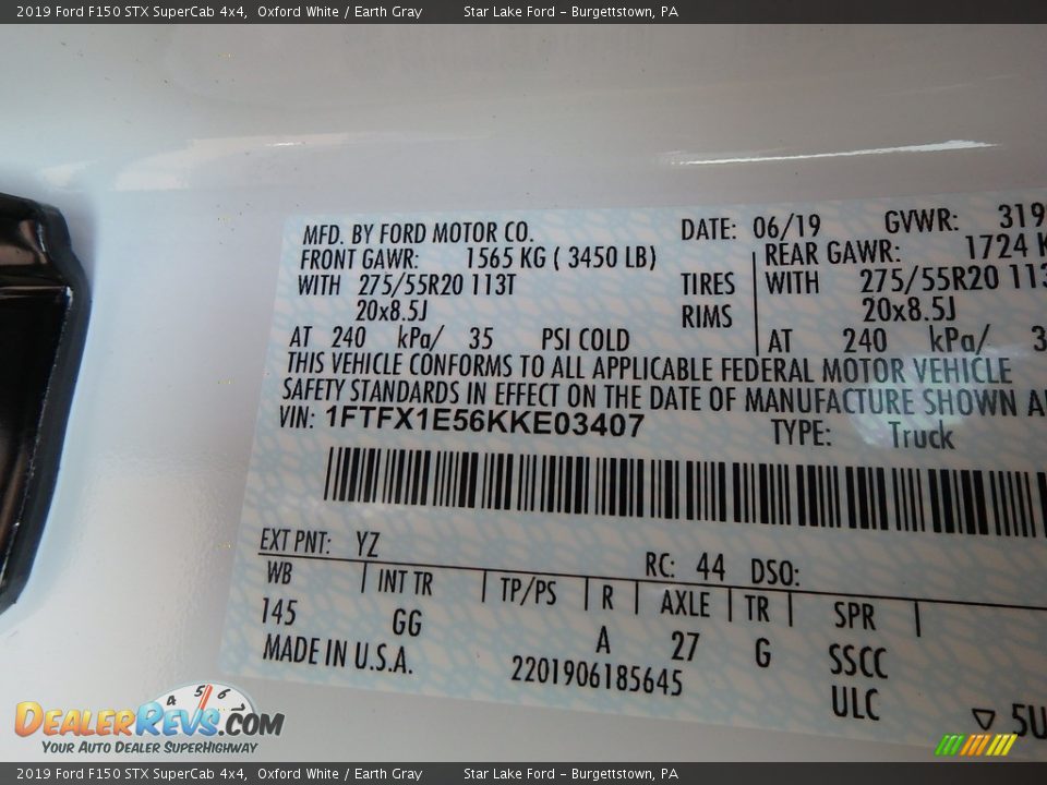 2019 Ford F150 STX SuperCab 4x4 Oxford White / Earth Gray Photo #10