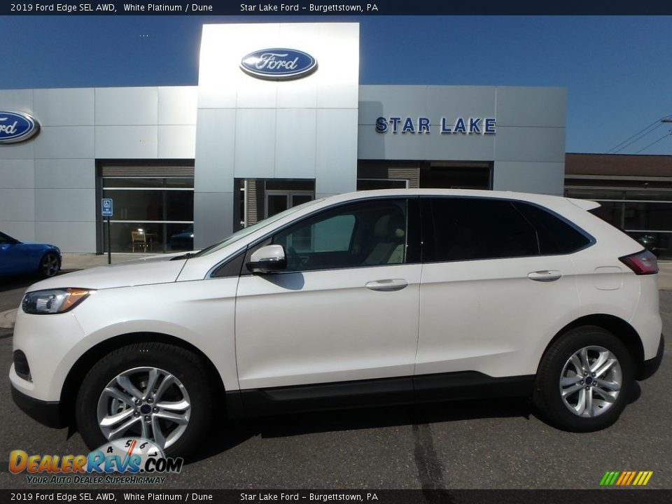 2019 Ford Edge SEL AWD White Platinum / Dune Photo #1