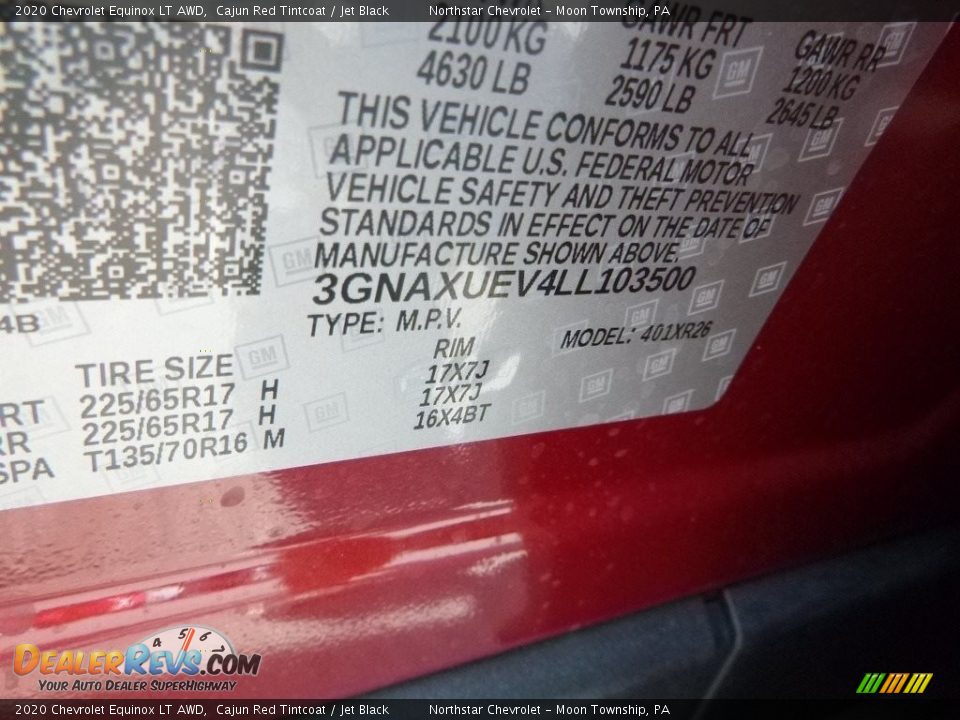 2020 Chevrolet Equinox LT AWD Cajun Red Tintcoat / Jet Black Photo #17