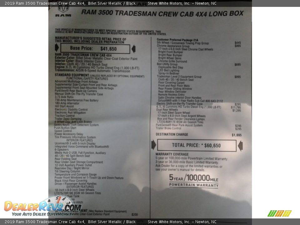 2019 Ram 3500 Tradesman Crew Cab 4x4 Billet Silver Metallic / Black Photo #30