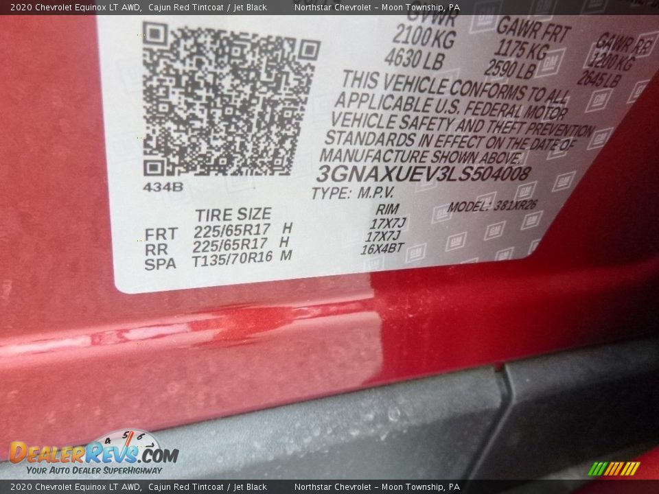 2020 Chevrolet Equinox LT AWD Cajun Red Tintcoat / Jet Black Photo #16