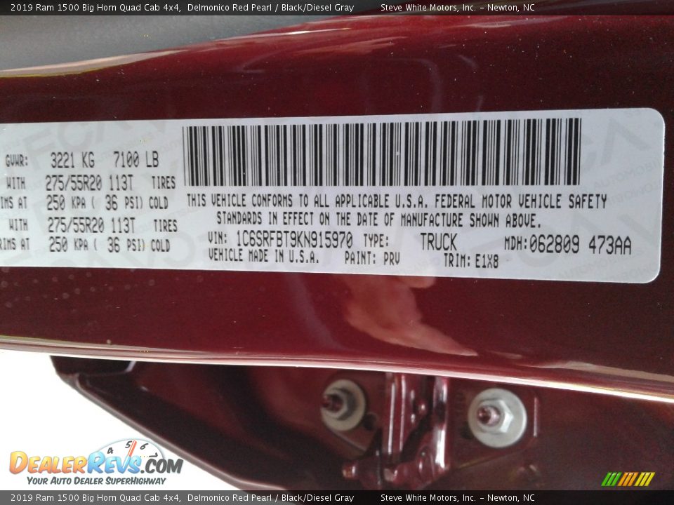 2019 Ram 1500 Big Horn Quad Cab 4x4 Delmonico Red Pearl / Black/Diesel Gray Photo #32