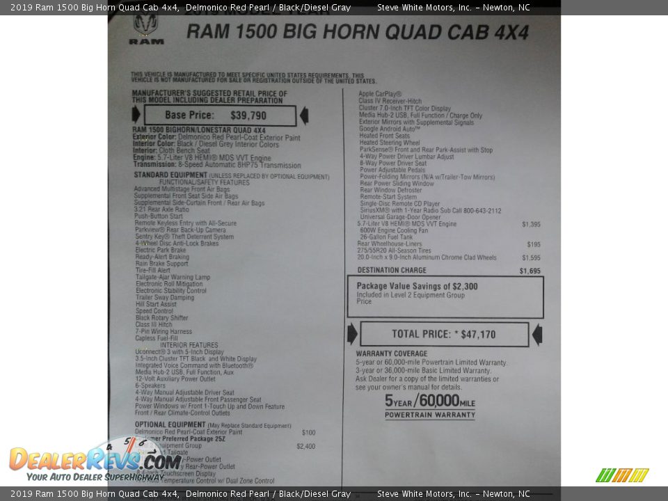 2019 Ram 1500 Big Horn Quad Cab 4x4 Delmonico Red Pearl / Black/Diesel Gray Photo #33