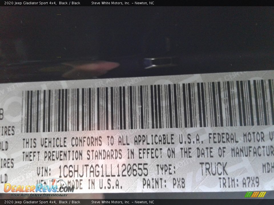 2020 Jeep Gladiator Sport 4x4 Black / Black Photo #26