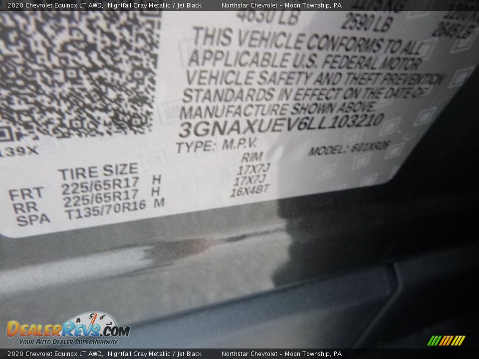 2020 Chevrolet Equinox LT AWD Nightfall Gray Metallic / Jet Black Photo #16