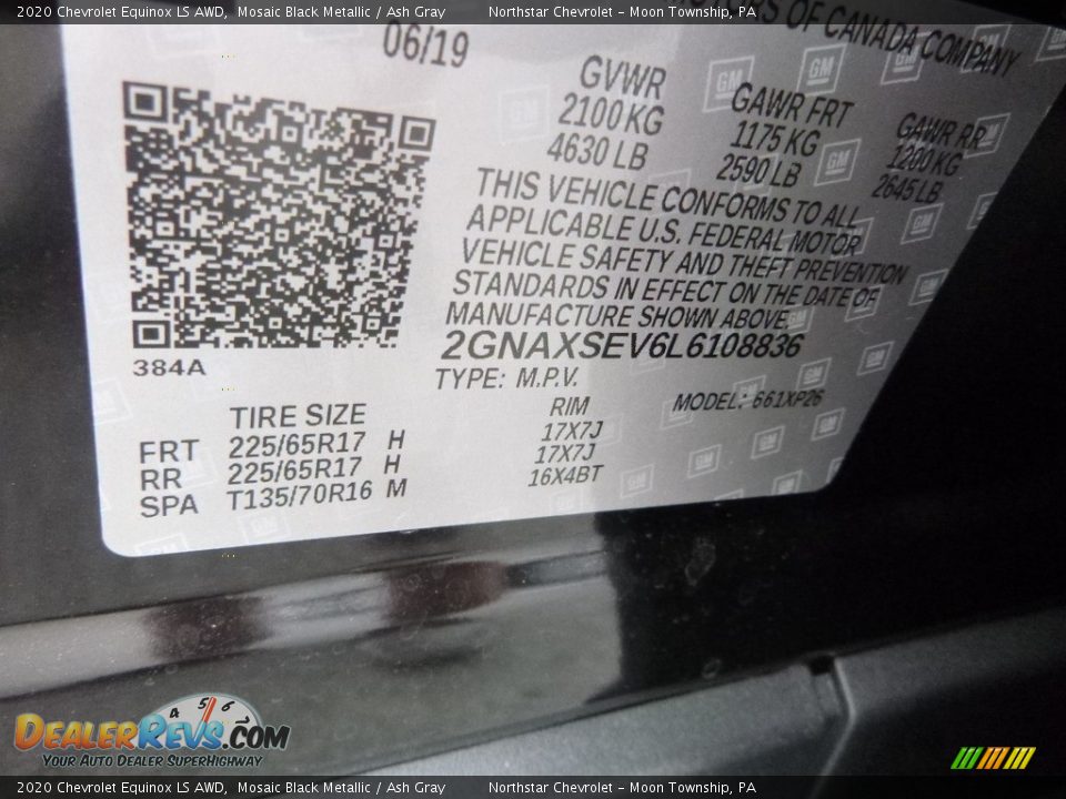 2020 Chevrolet Equinox LS AWD Mosaic Black Metallic / Ash Gray Photo #16