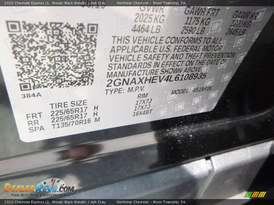 2020 Chevrolet Equinox LS Mosaic Black Metallic / Ash Gray Photo #16