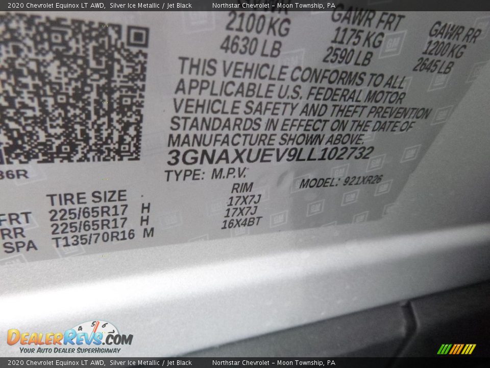 2020 Chevrolet Equinox LT AWD Silver Ice Metallic / Jet Black Photo #15