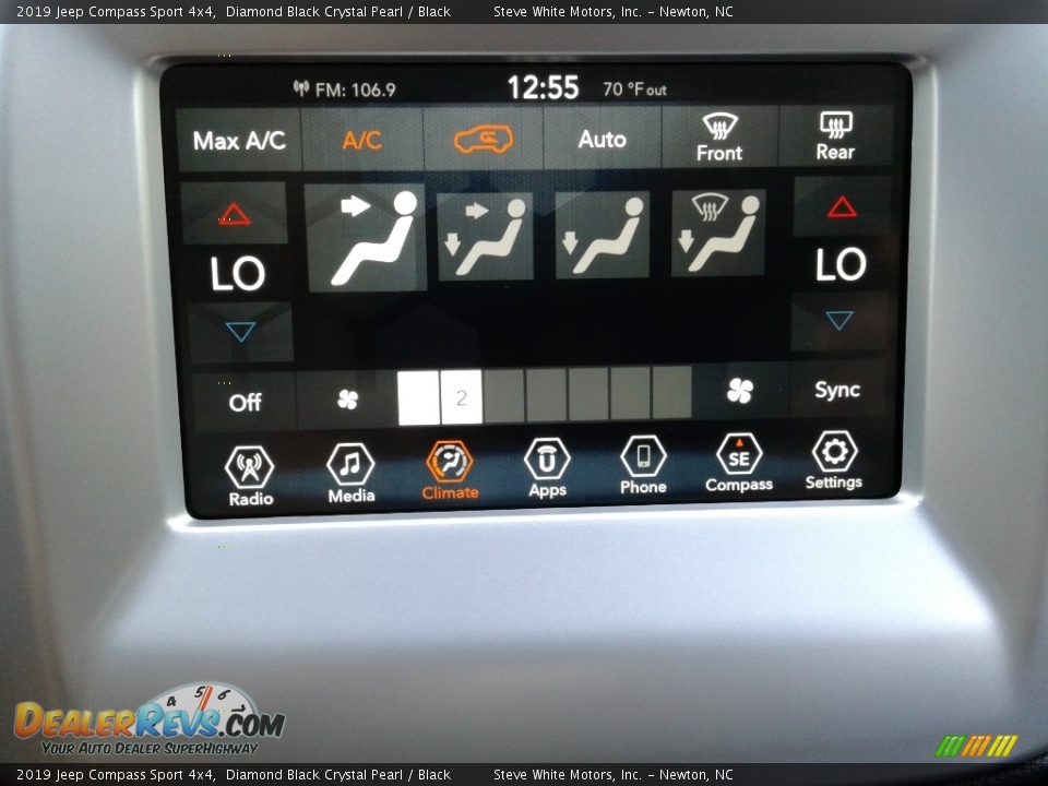 2019 Jeep Compass Sport 4x4 Diamond Black Crystal Pearl / Black Photo #23