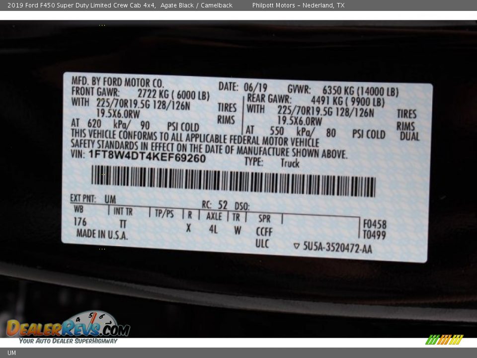 Ford Color Code UM Agate Black