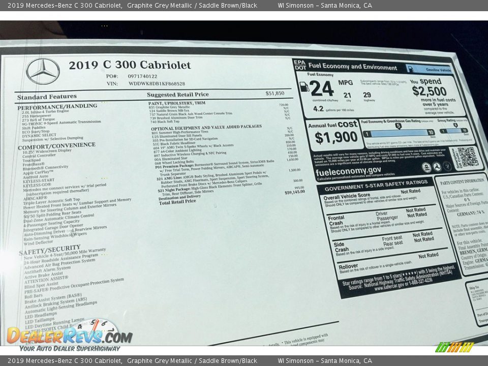 2019 Mercedes-Benz C 300 Cabriolet Graphite Grey Metallic / Saddle Brown/Black Photo #11