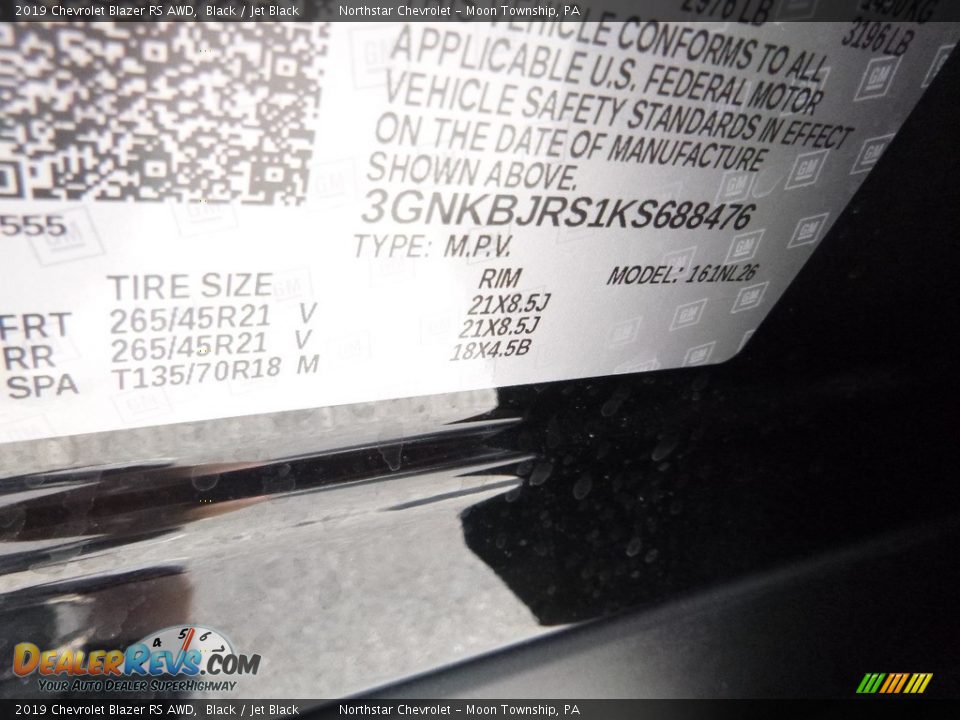 2019 Chevrolet Blazer RS AWD Black / Jet Black Photo #16