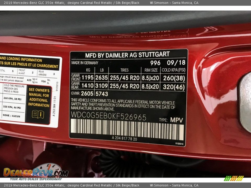 2019 Mercedes-Benz GLC 350e 4Matic designo Cardinal Red Metallic / Silk Beige/Black Photo #10