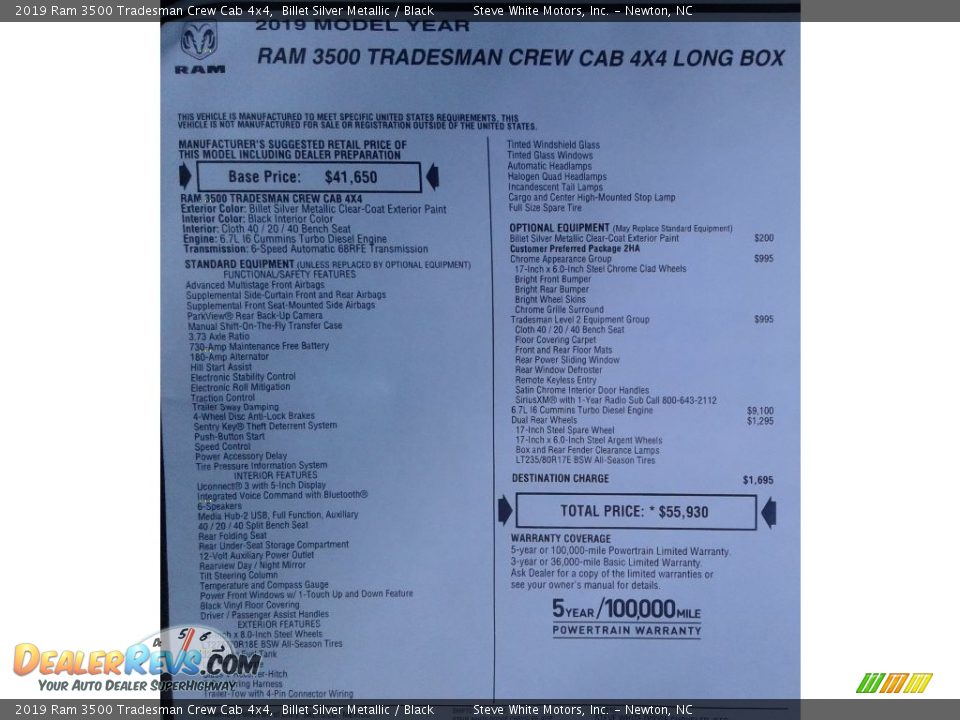 2019 Ram 3500 Tradesman Crew Cab 4x4 Billet Silver Metallic / Black Photo #27