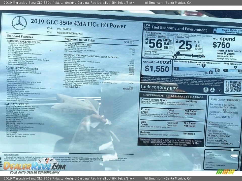 2019 Mercedes-Benz GLC 350e 4Matic designo Cardinal Red Metallic / Silk Beige/Black Photo #12