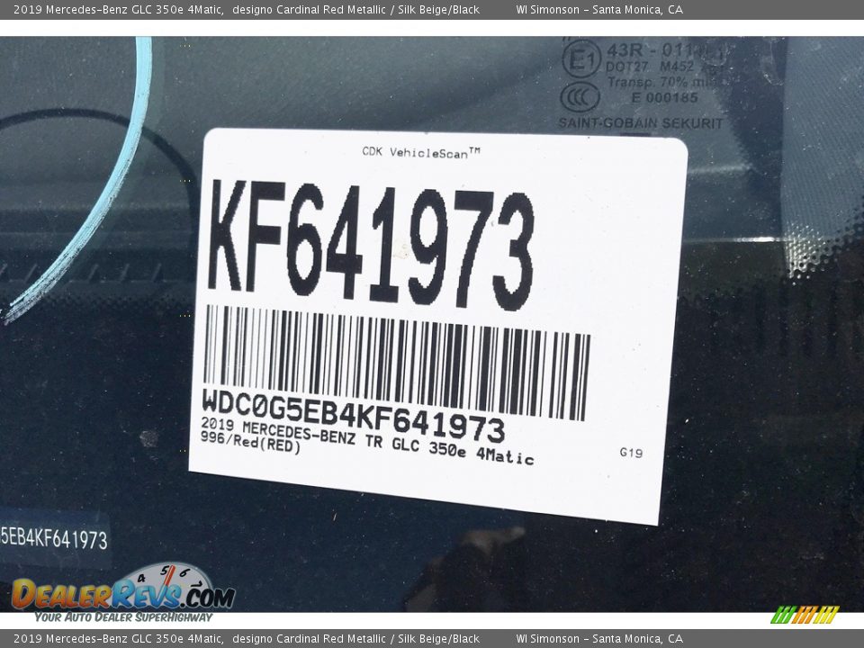2019 Mercedes-Benz GLC 350e 4Matic designo Cardinal Red Metallic / Silk Beige/Black Photo #13