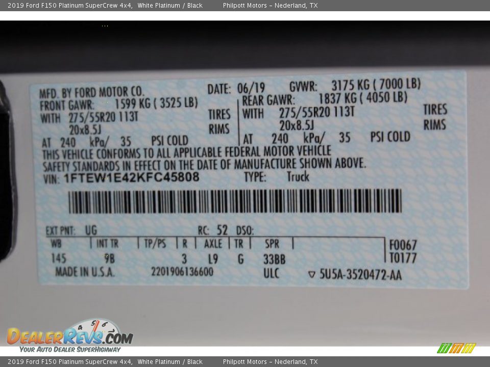 2019 Ford F150 Platinum SuperCrew 4x4 White Platinum / Black Photo #26