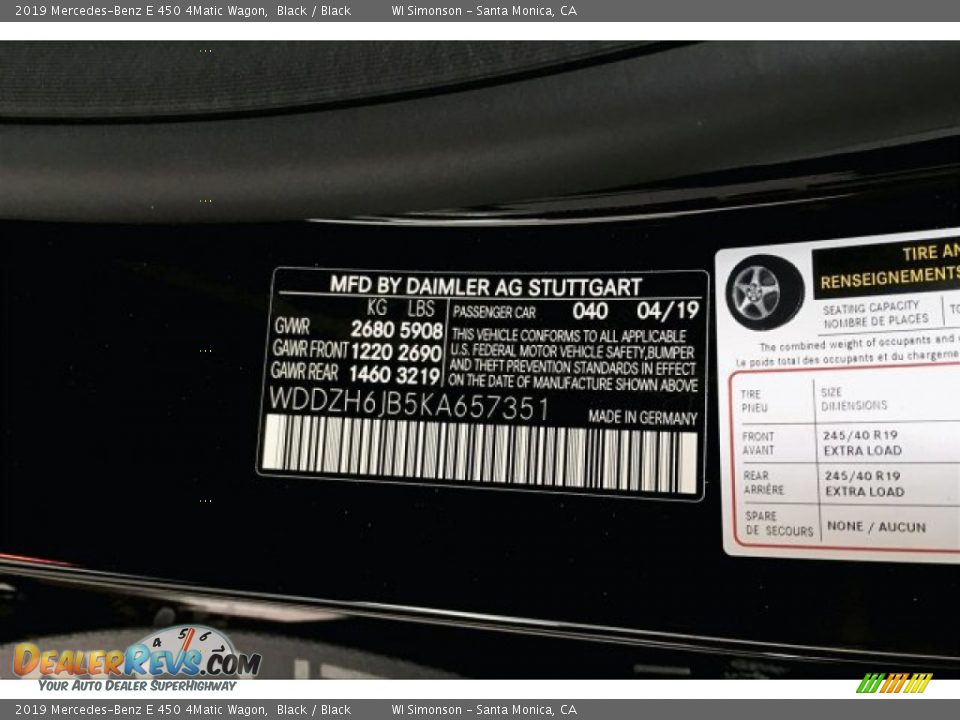 2019 Mercedes-Benz E 450 4Matic Wagon Black / Black Photo #11